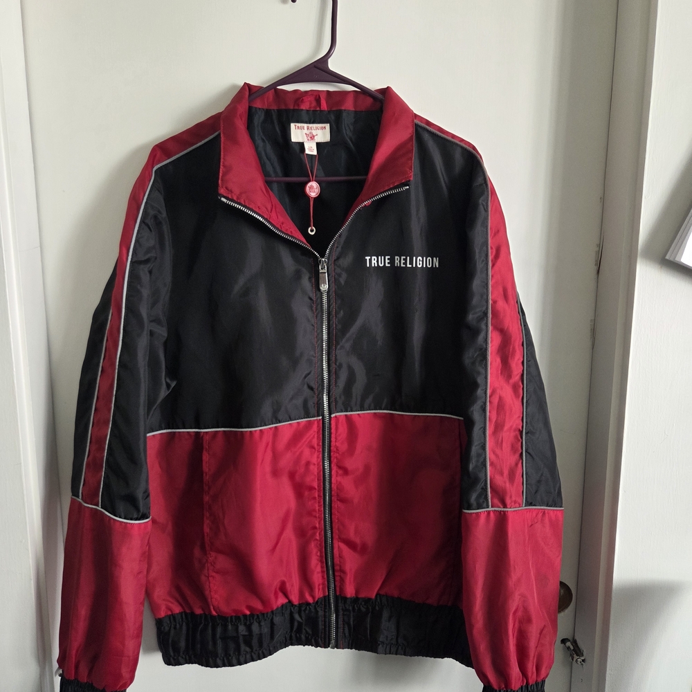 True Religion Black and Red Panel Track Jacket
